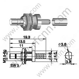 SSMB Female Bulkhead Mount для роз'єму RG174 RF