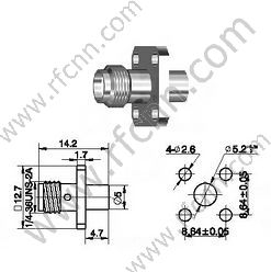 SMA Female Crimp 4 отвори фланця для роз'єму RG405 RF