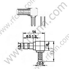 SMB Female Crimp прямого кута для RG174 RF-роз'єму