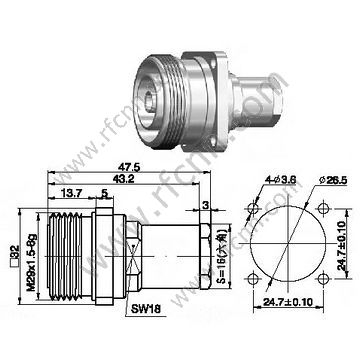 DIN 7/16 фланця жіноча для 3/8 "супер гнучкий кабельний роз'єм RF