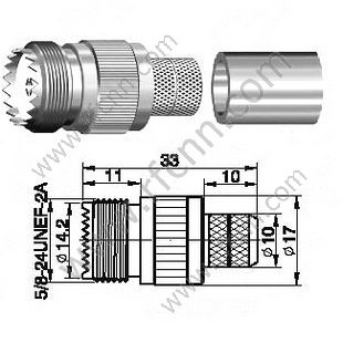 UHF Woman Crimp для RG213 RF Connector