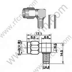 SMA Male Crimp правильний кут для роз'єму RG223 RF