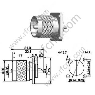 UHF чоловічий фланець Mount RF-роз'єм