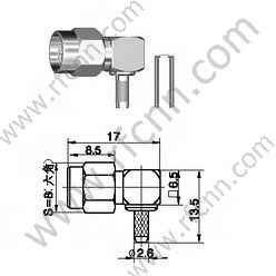 SMA Male Crimp прямого кута для RG174, RG316 RF-роз'єм