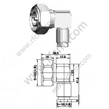 DIN 7/16 Правий кут для RG213 RF Connector