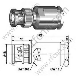 Чоловічий затискач BNC для роз'єму RG213 RF