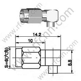 SSMA Чоловічий обрізаний правий кут для роз'єму RG405