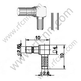 SSMB жіночий правий кут для роз'єму RG174 RF